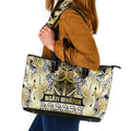Aotearoa Iwi Ngati Whatua Leather Tote Bag Maori Wharenui House Tribal Pattern
