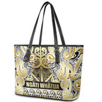 Aotearoa Iwi Ngati Whatua Leather Tote Bag Maori Wharenui House Tribal Pattern