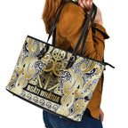 Aotearoa Iwi Ngati Whatua Leather Tote Bag Maori Wharenui House Tribal Pattern