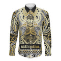 Aotearoa Iwi Ngati Whatua Long Sleeve Button Shirt Maori Wharenui House Tribal Pattern