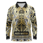 Aotearoa Iwi Ngati Whatua Long Sleeve Polo Shirt Maori Wharenui House Tribal Pattern