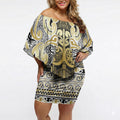 Aotearoa Iwi Ngati Whatua Off Shoulder Short Dress Maori Wharenui House Tribal Pattern