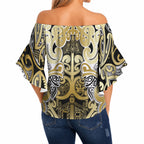 Aotearoa Iwi Ngati Whatua Off Shoulder Wrap Waist Top Maori Wharenui House Tribal Pattern