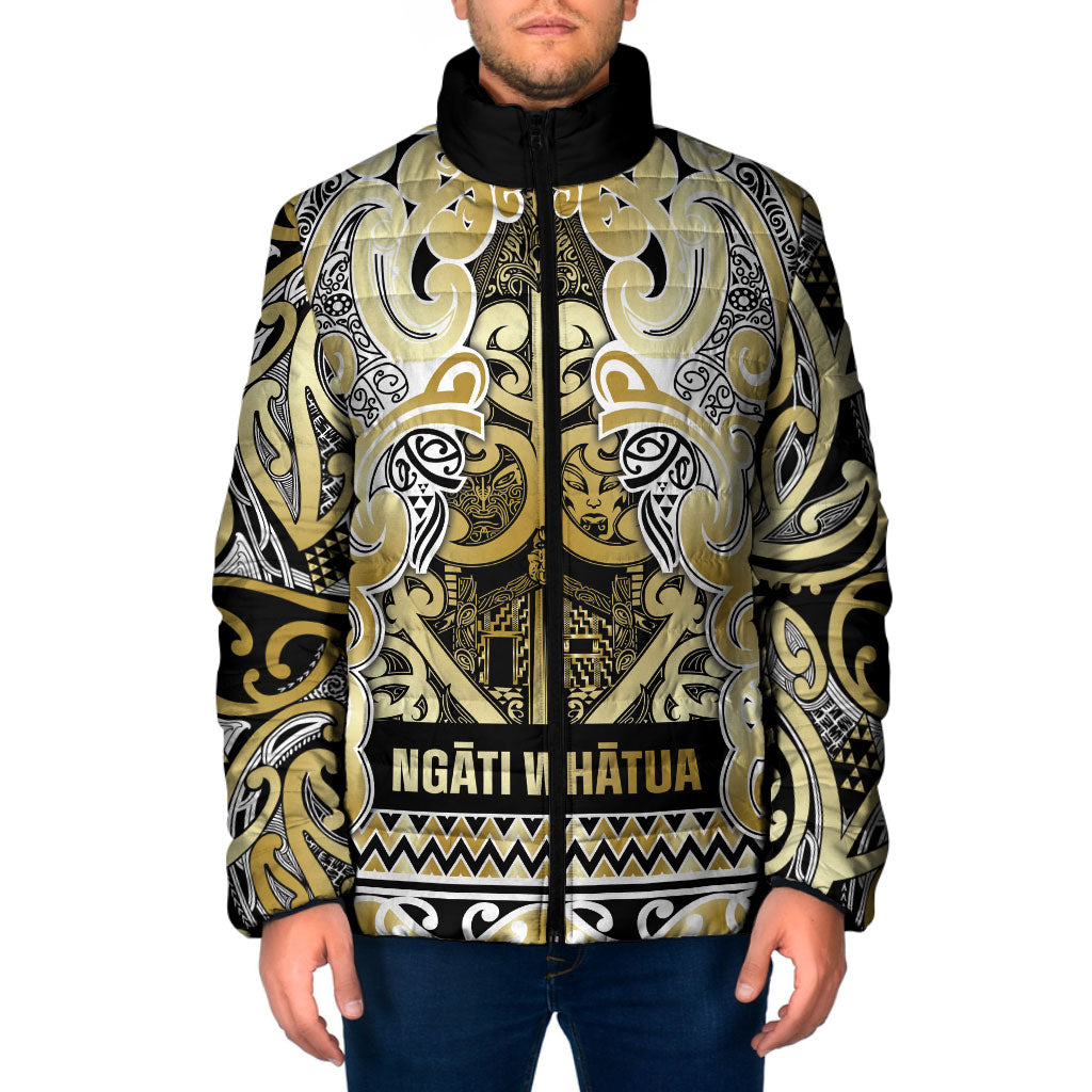 Aotearoa Iwi Ngati Whatua Padded Jacket Maori Wharenui House Tribal Pattern