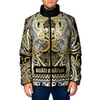 Aotearoa Iwi Ngati Whatua Padded Jacket Maori Wharenui House Tribal Pattern