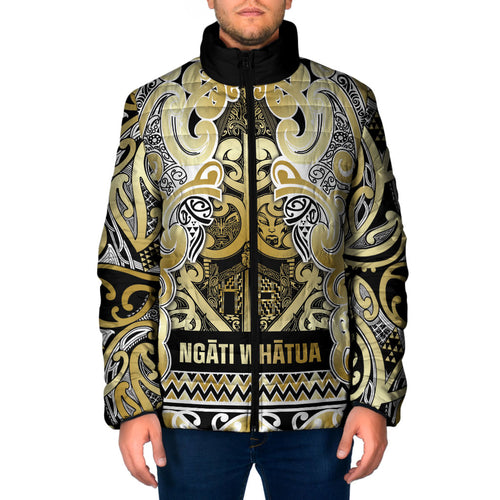 Aotearoa Iwi Ngati Whatua Padded Jacket Maori Wharenui House Tribal Pattern