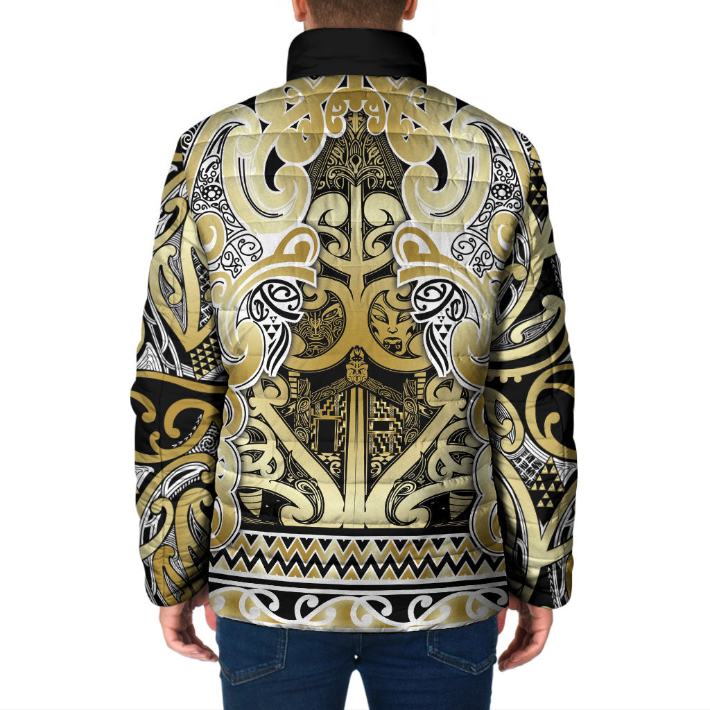 Aotearoa Iwi Ngati Whatua Padded Jacket Maori Wharenui House Tribal Pattern