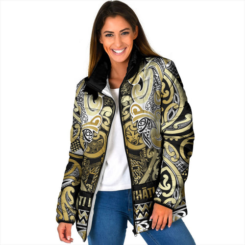 Aotearoa Iwi Ngati Whatua Padded Jacket Maori Wharenui House Tribal Pattern