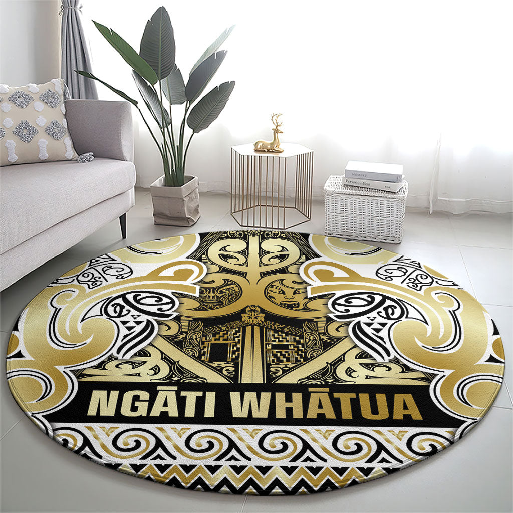 Aotearoa Iwi Ngati Whatua Round Carpet Maori Wharenui House Tribal Pattern