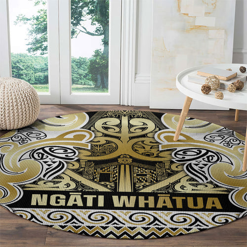 Aotearoa Iwi Ngati Whatua Round Carpet Maori Wharenui House Tribal Pattern