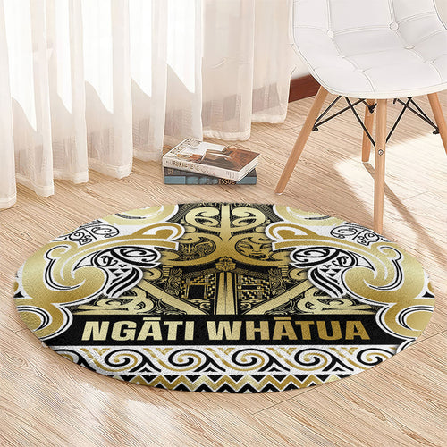 Aotearoa Iwi Ngati Whatua Round Carpet Maori Wharenui House Tribal Pattern
