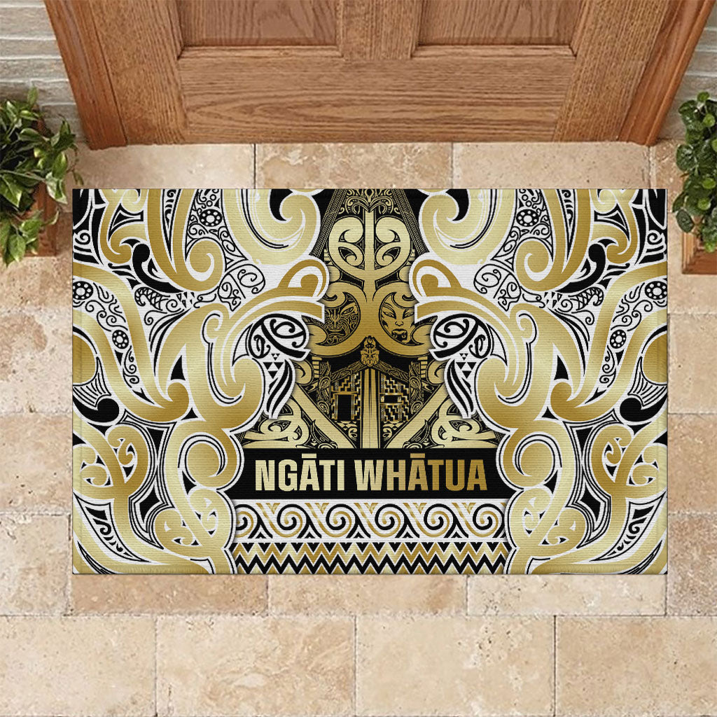 Aotearoa Iwi Ngati Whatua Rubber Doormat Maori Wharenui House Tribal Pattern