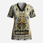 Aotearoa Iwi Ngati Whatua Scrub Top Maori Wharenui House Tribal Pattern
