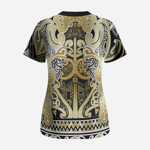 Aotearoa Iwi Ngati Whatua Scrub Top Maori Wharenui House Tribal Pattern