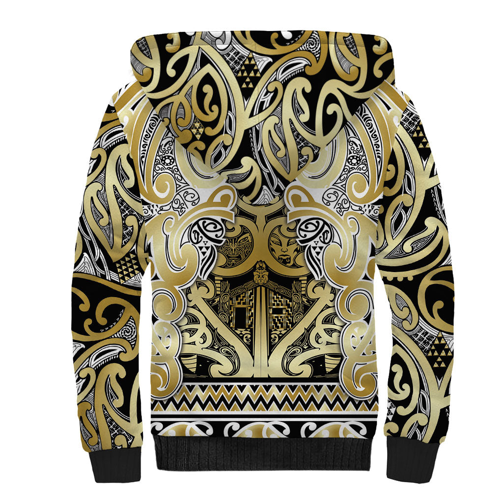 Aotearoa Iwi Ngati Whatua Sherpa Hoodie Maori Wharenui House Tribal Pattern
