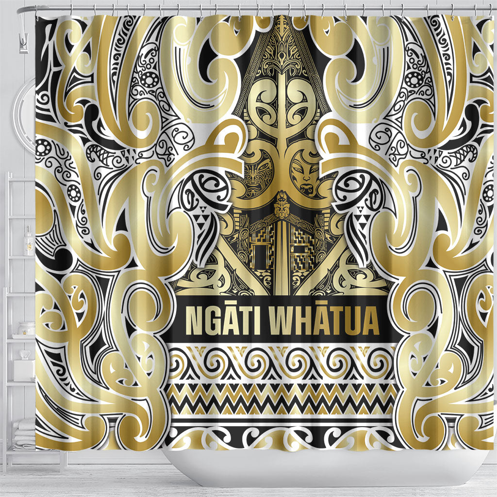 Aotearoa Iwi Ngati Whatua Shower Curtain Maori Wharenui House Tribal Pattern