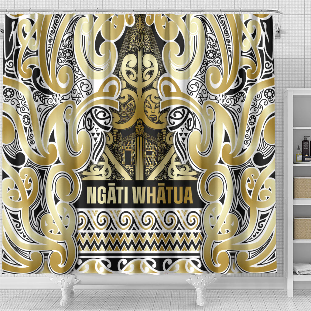 Aotearoa Iwi Ngati Whatua Shower Curtain Maori Wharenui House Tribal Pattern
