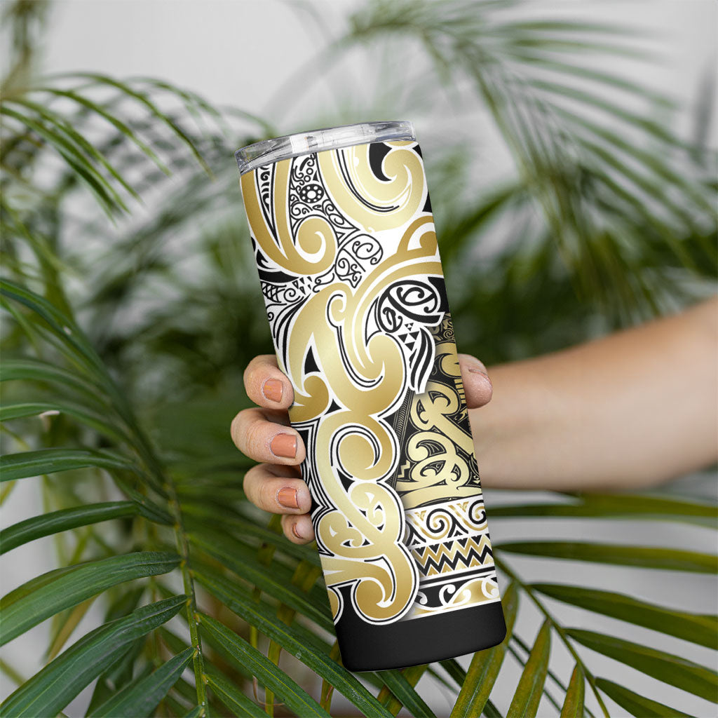 Aotearoa Iwi Ngati Whatua Skinny Tumbler Maori Wharenui House Tribal Pattern