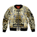Aotearoa Iwi Ngati Whatua Sleeve Zip Bomber Jacket Maori Wharenui House Tribal Pattern