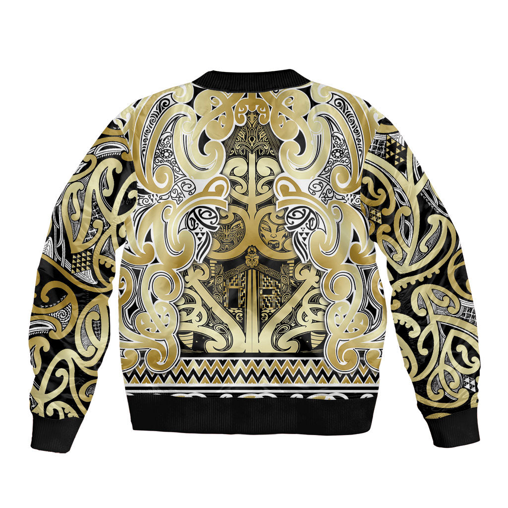 Aotearoa Iwi Ngati Whatua Sleeve Zip Bomber Jacket Maori Wharenui House Tribal Pattern