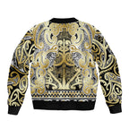 Aotearoa Iwi Ngati Whatua Sleeve Zip Bomber Jacket Maori Wharenui House Tribal Pattern
