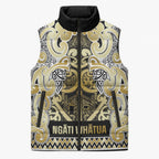 Aotearoa Iwi Ngati Whatua Sleeveless Puffer Jacket Maori Wharenui House Tribal Pattern