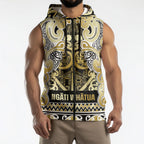 Aotearoa Iwi Ngati Whatua Sleeveless Zip Hoodie Maori Wharenui House Tribal Pattern