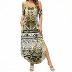 Aotearoa Iwi Ngati Whatua Summer Maxi Dress Maori Wharenui House Tribal Pattern
