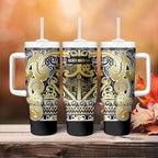 Aotearoa Iwi Ngati Whatua Tumbler With Handle Maori Wharenui House Tribal Pattern