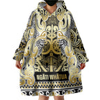 Aotearoa Iwi Ngati Whatua Wearable Blanket Hoodie Maori Wharenui House Tribal Pattern