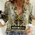 Aotearoa Iwi Ngati Whatua Women Casual Shirt Maori Wharenui House Tribal Pattern