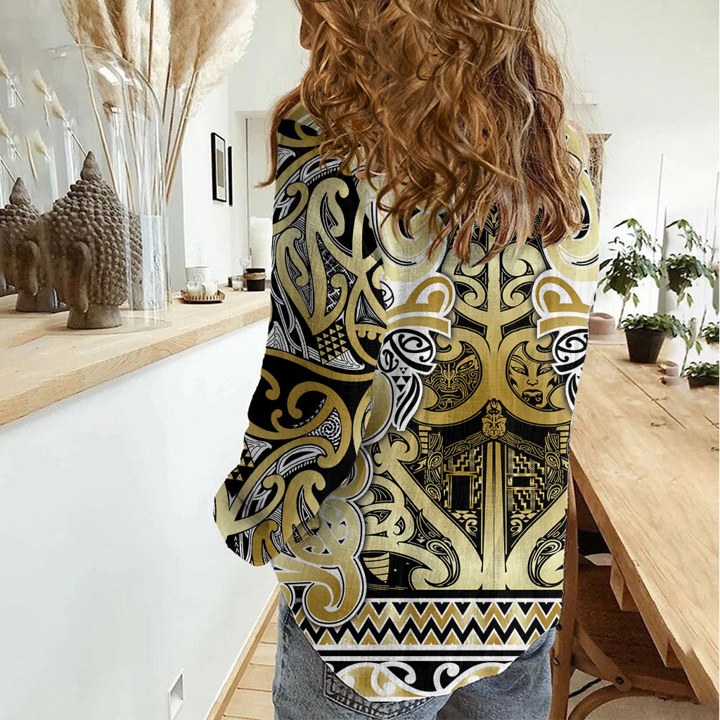 Aotearoa Iwi Ngati Whatua Women Casual Shirt Maori Wharenui House Tribal Pattern