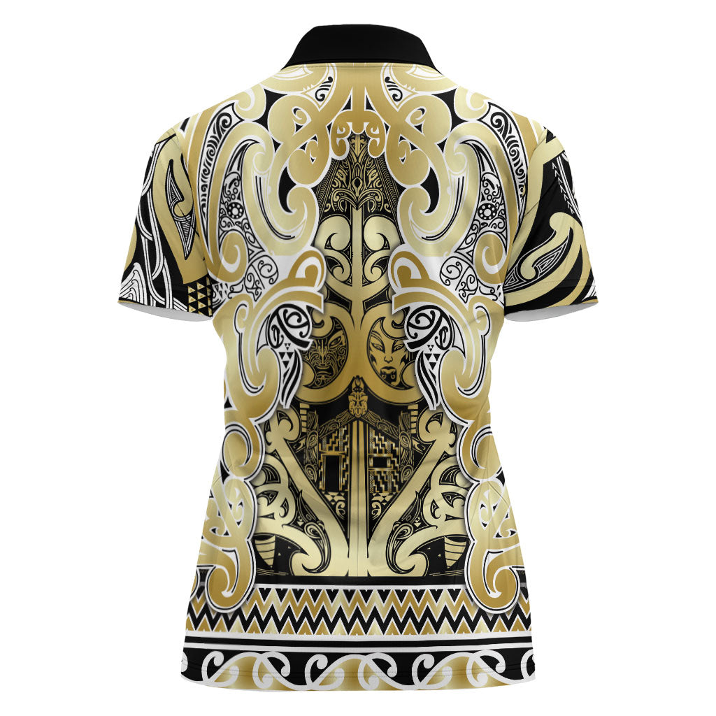 Aotearoa Iwi Ngati Whatua Women Polo Shirt Maori Wharenui House Tribal Pattern
