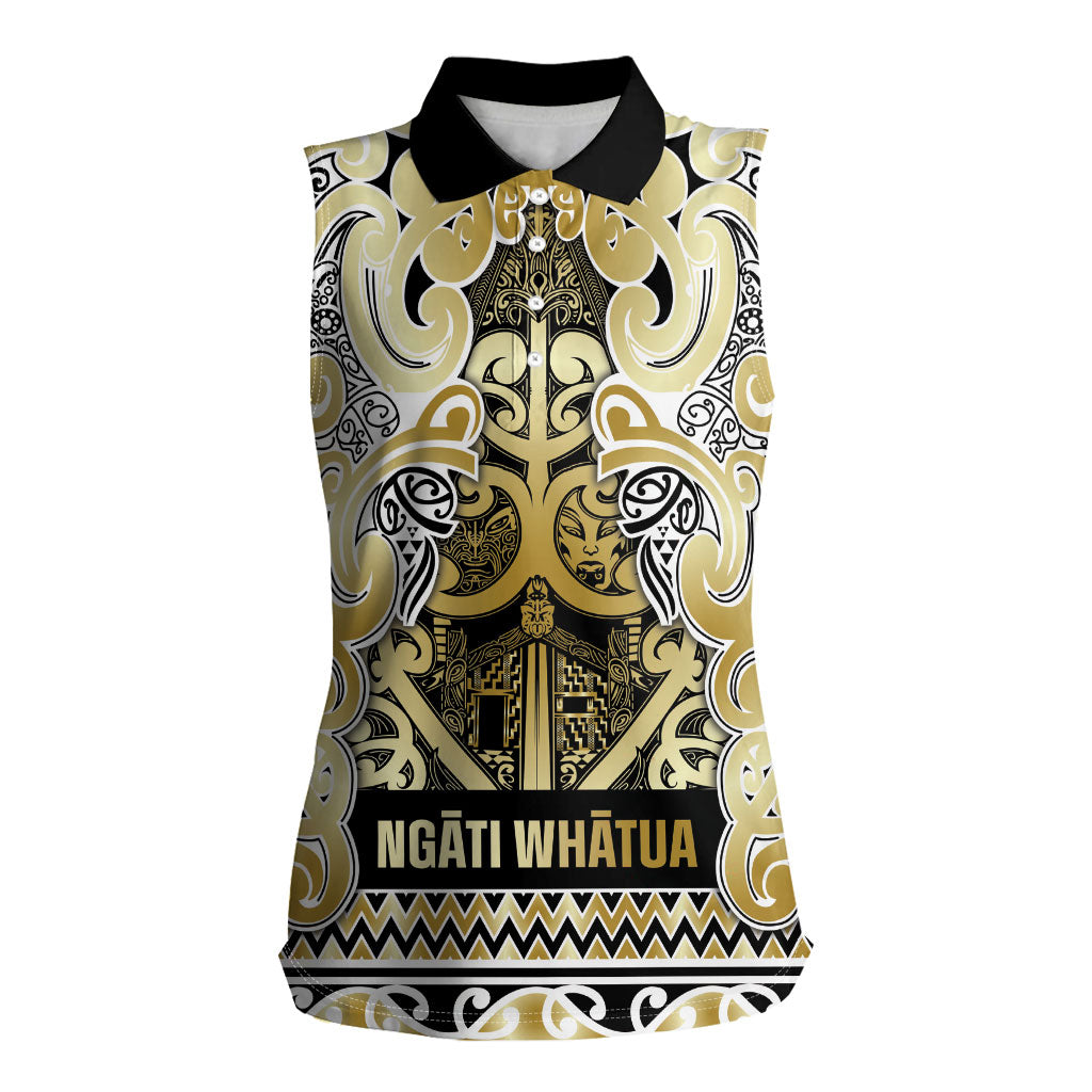 Aotearoa Iwi Ngati Whatua Women Sleeveless Polo Shirt Maori Wharenui House Tribal Pattern