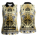 Aotearoa Iwi Ngati Whatua Women Sleeveless Polo Shirt Maori Wharenui House Tribal Pattern