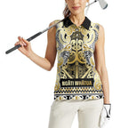 Aotearoa Iwi Ngati Whatua Women Sleeveless Polo Shirt Maori Wharenui House Tribal Pattern