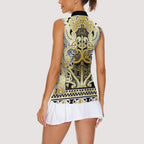 Aotearoa Iwi Ngati Whatua Women Sleeveless Polo Shirt Maori Wharenui House Tribal Pattern