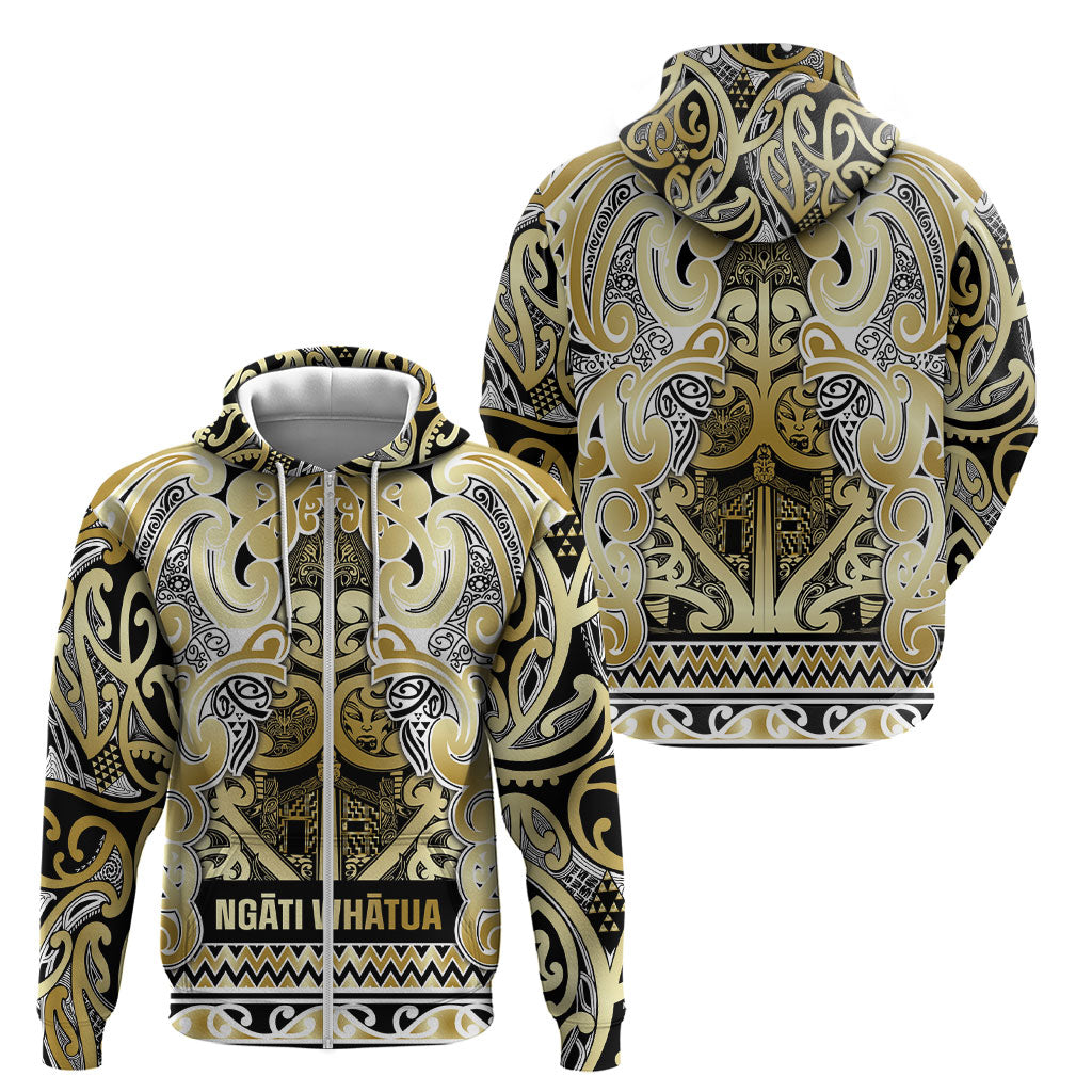 Aotearoa Iwi Ngati Whatua Zip Hoodie Maori Wharenui House Tribal Pattern