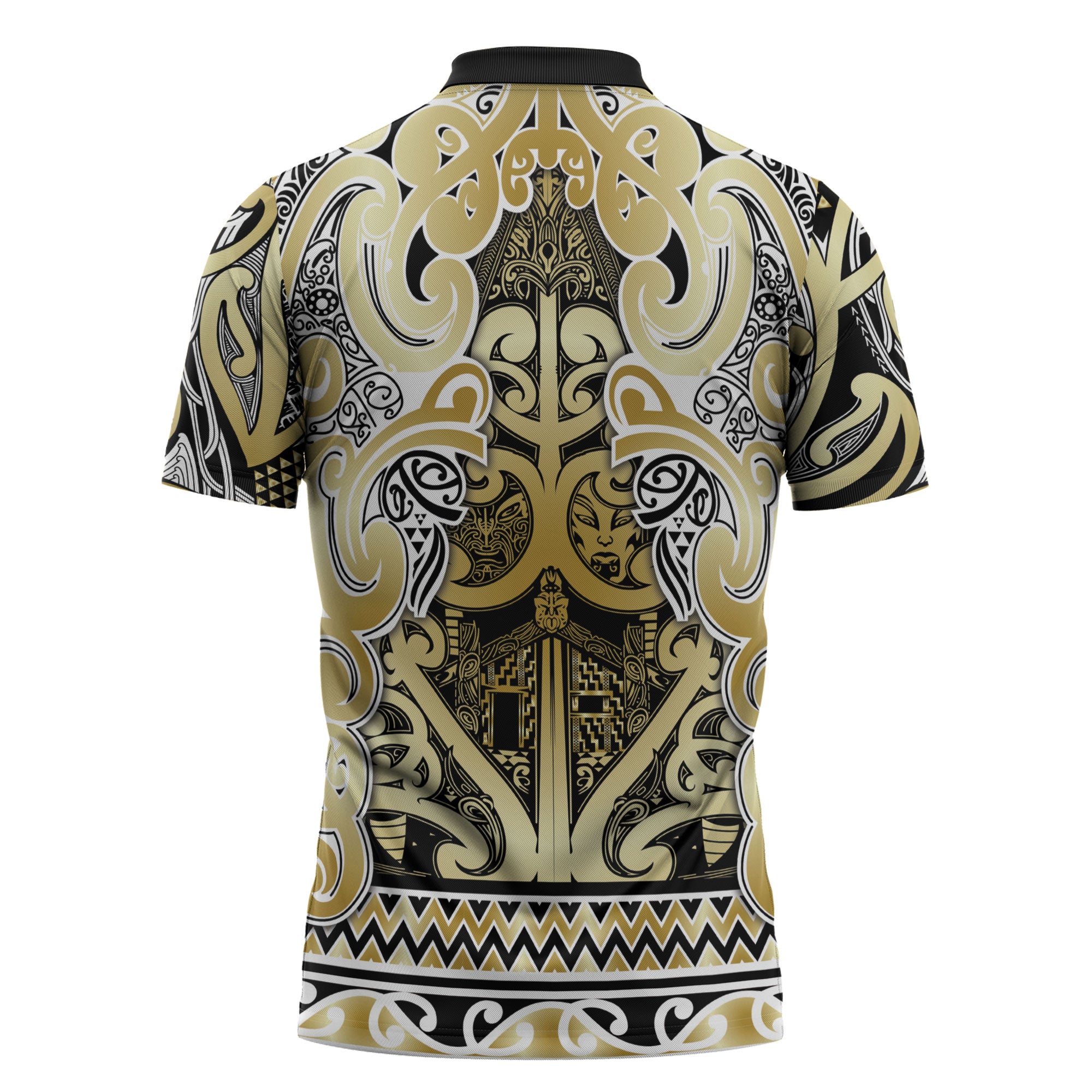 Aotearoa Iwi Ngati Whatua Zipper Polo Shirt Maori Wharenui House Tribal Pattern