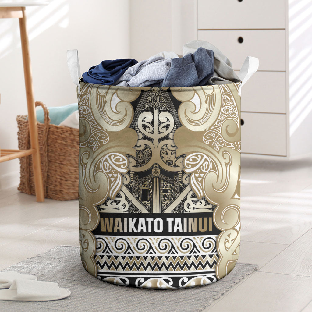 Aotearoa Iwi Waikato Tainui Laundry Basket Maori Wharenui House Tribal Pattern