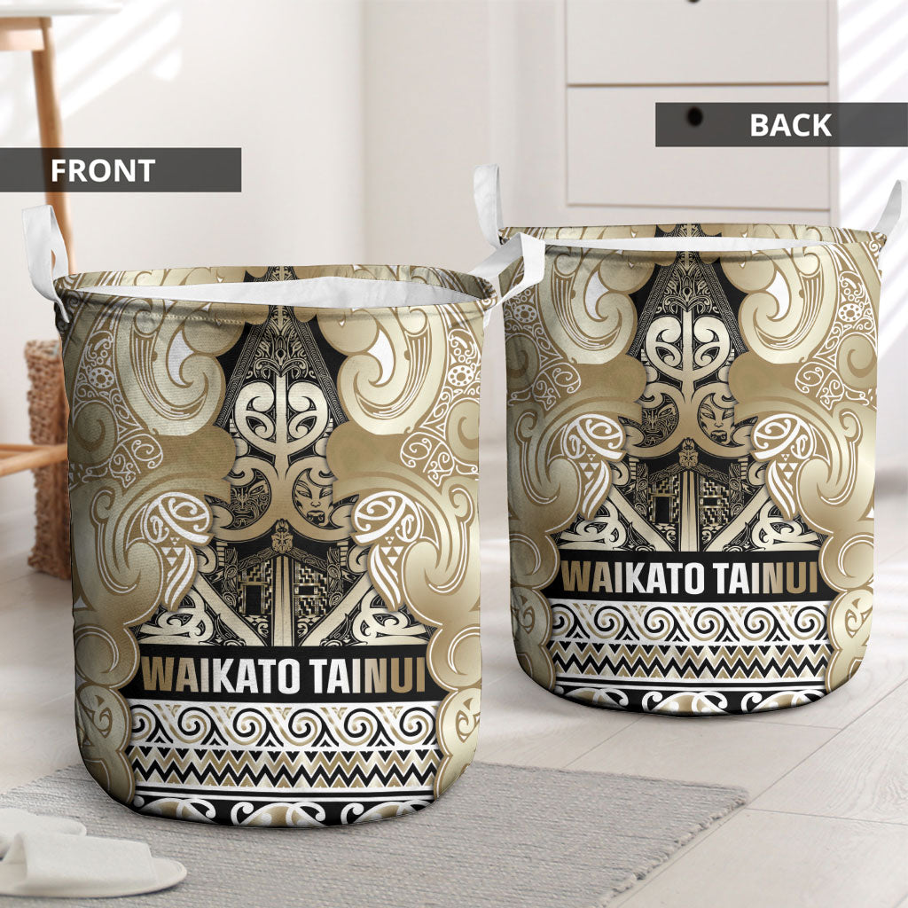 Aotearoa Iwi Waikato Tainui Laundry Basket Maori Wharenui House Tribal Pattern