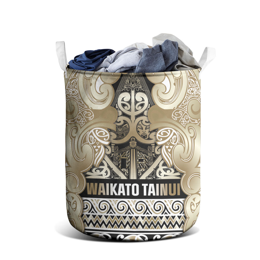 Aotearoa Iwi Waikato Tainui Laundry Basket Maori Wharenui House Tribal Pattern