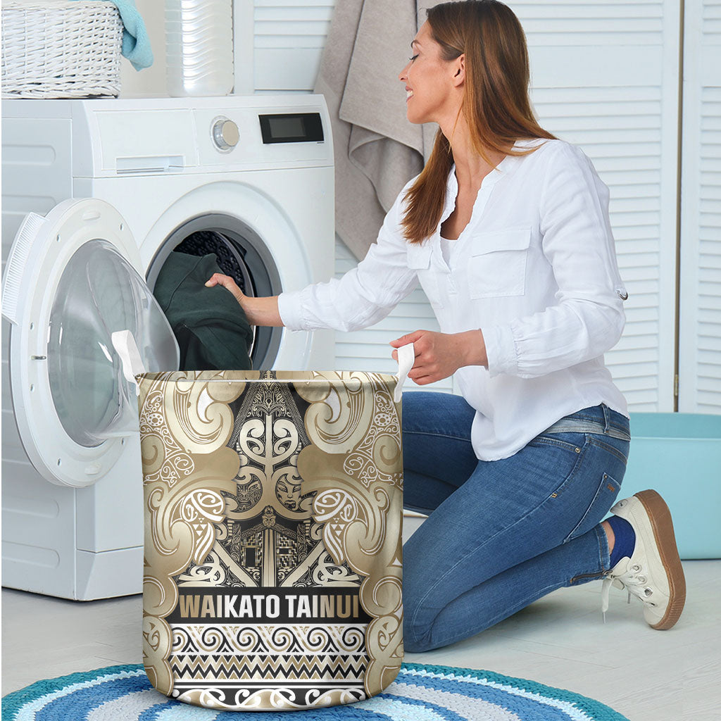 Aotearoa Iwi Waikato Tainui Laundry Basket Maori Wharenui House Tribal Pattern