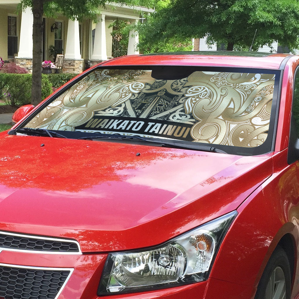 Aotearoa Iwi Waikato Tainui Auto Sun Shade Maori Wharenui House Tribal Pattern