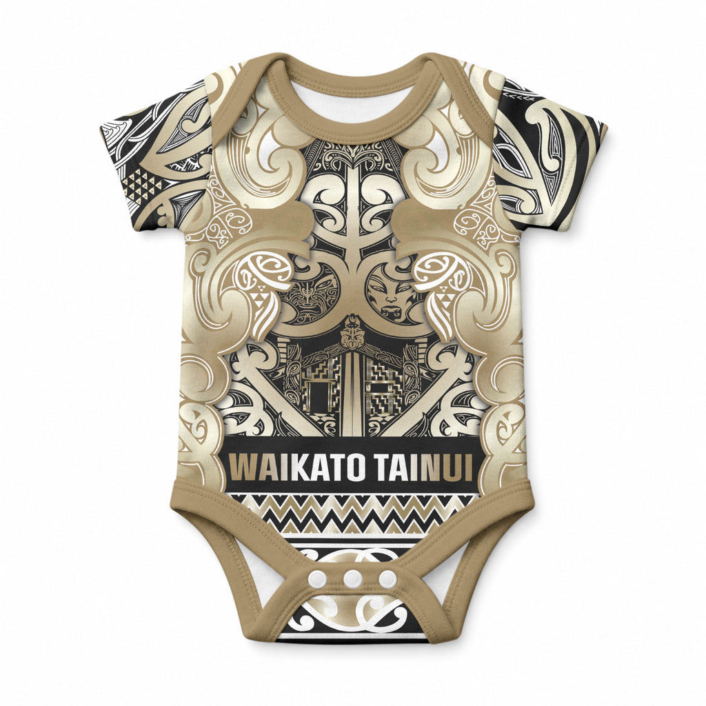 Aotearoa Iwi Waikato Tainui Baby Onesie Maori Wharenui House Tribal Pattern