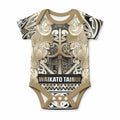 Aotearoa Iwi Waikato Tainui Baby Onesie Maori Wharenui House Tribal Pattern