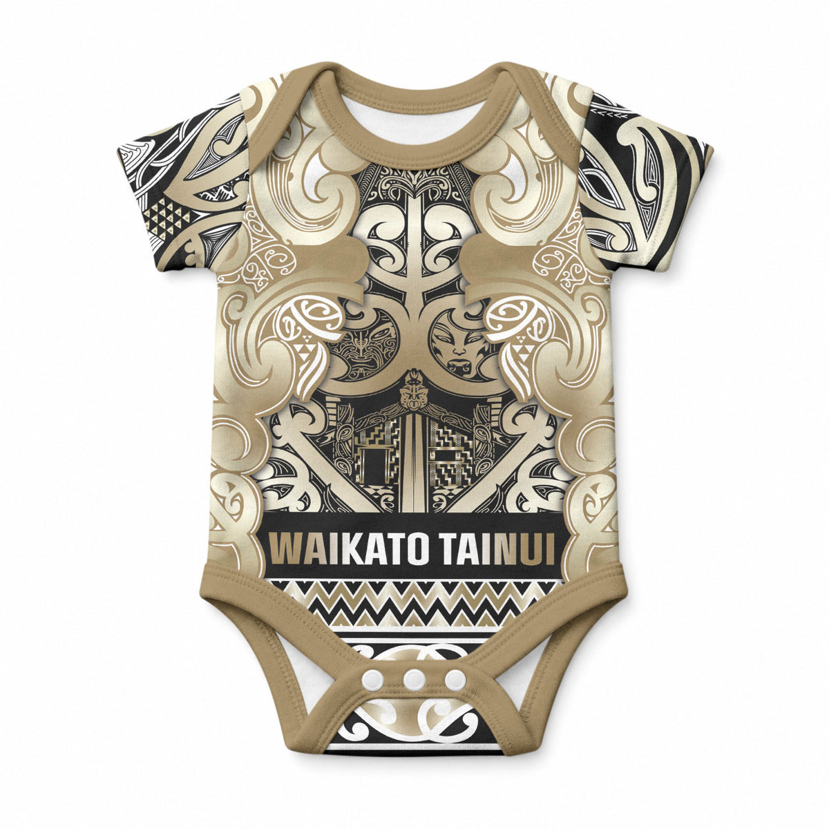 Aotearoa Iwi Waikato Tainui Baby Onesie Maori Wharenui House Tribal Pattern