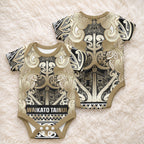 Aotearoa Iwi Waikato Tainui Baby Onesie Maori Wharenui House Tribal Pattern