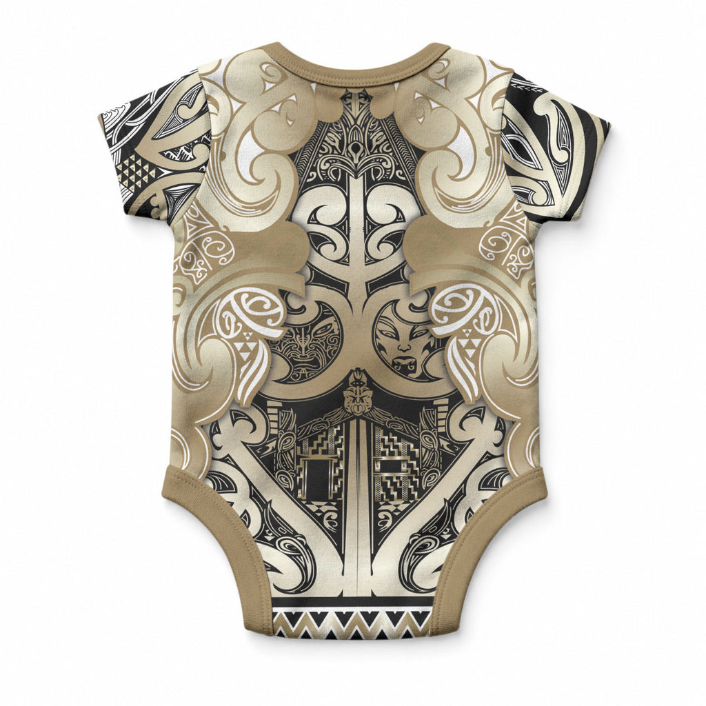 Aotearoa Iwi Waikato Tainui Baby Onesie Maori Wharenui House Tribal Pattern