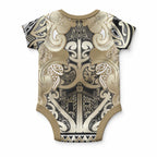 Aotearoa Iwi Waikato Tainui Baby Onesie Maori Wharenui House Tribal Pattern
